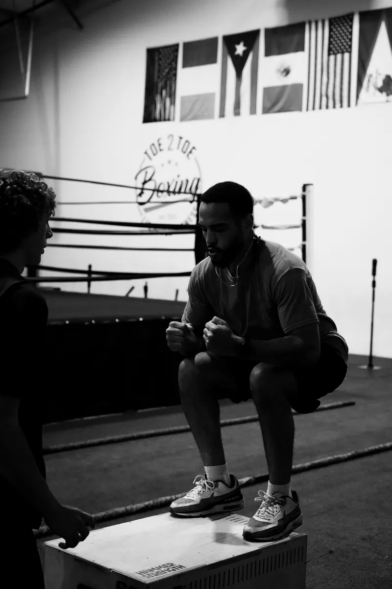 Jeremiah doing box squats